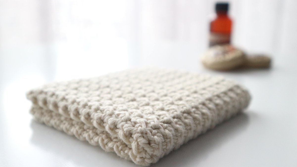 Woolster crochet face cloth crunchy - ecru new