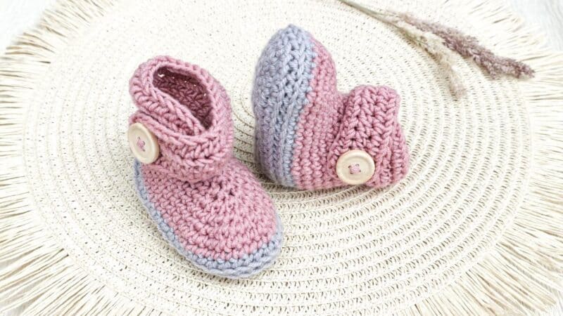 Woolster merino baby booties - old pink